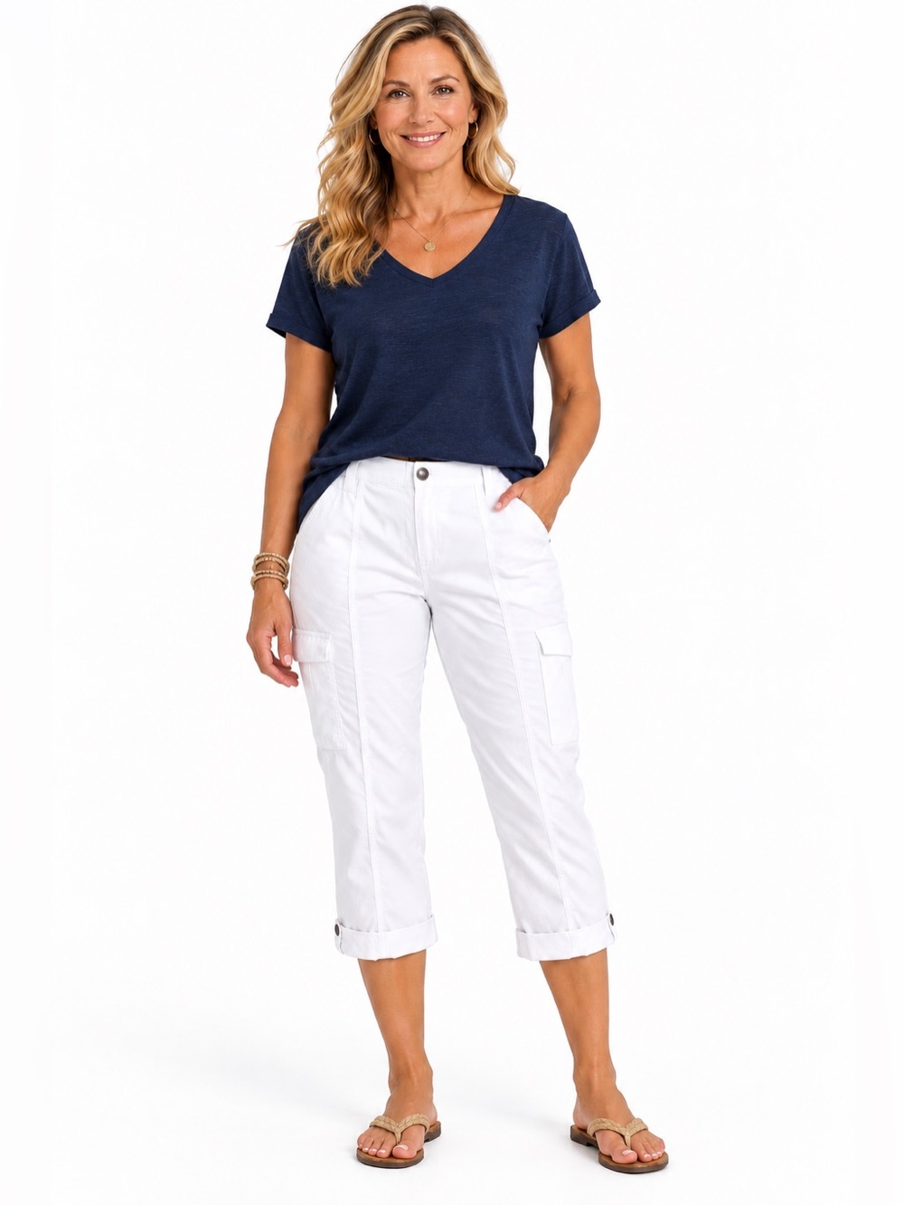 Chicos Utility Cropped pants white size 10 Chicos 1.5